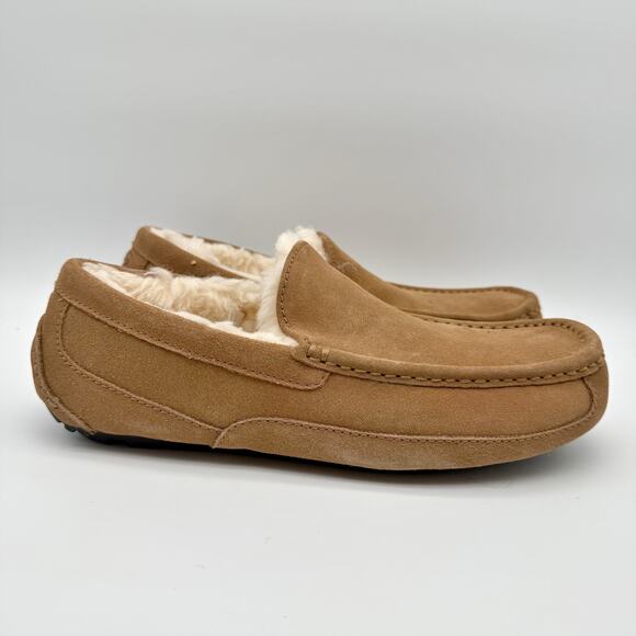Ugg Mens Ascot Slippers US 9 EU 42 Chestnut Suede Slip On EUC main image 3